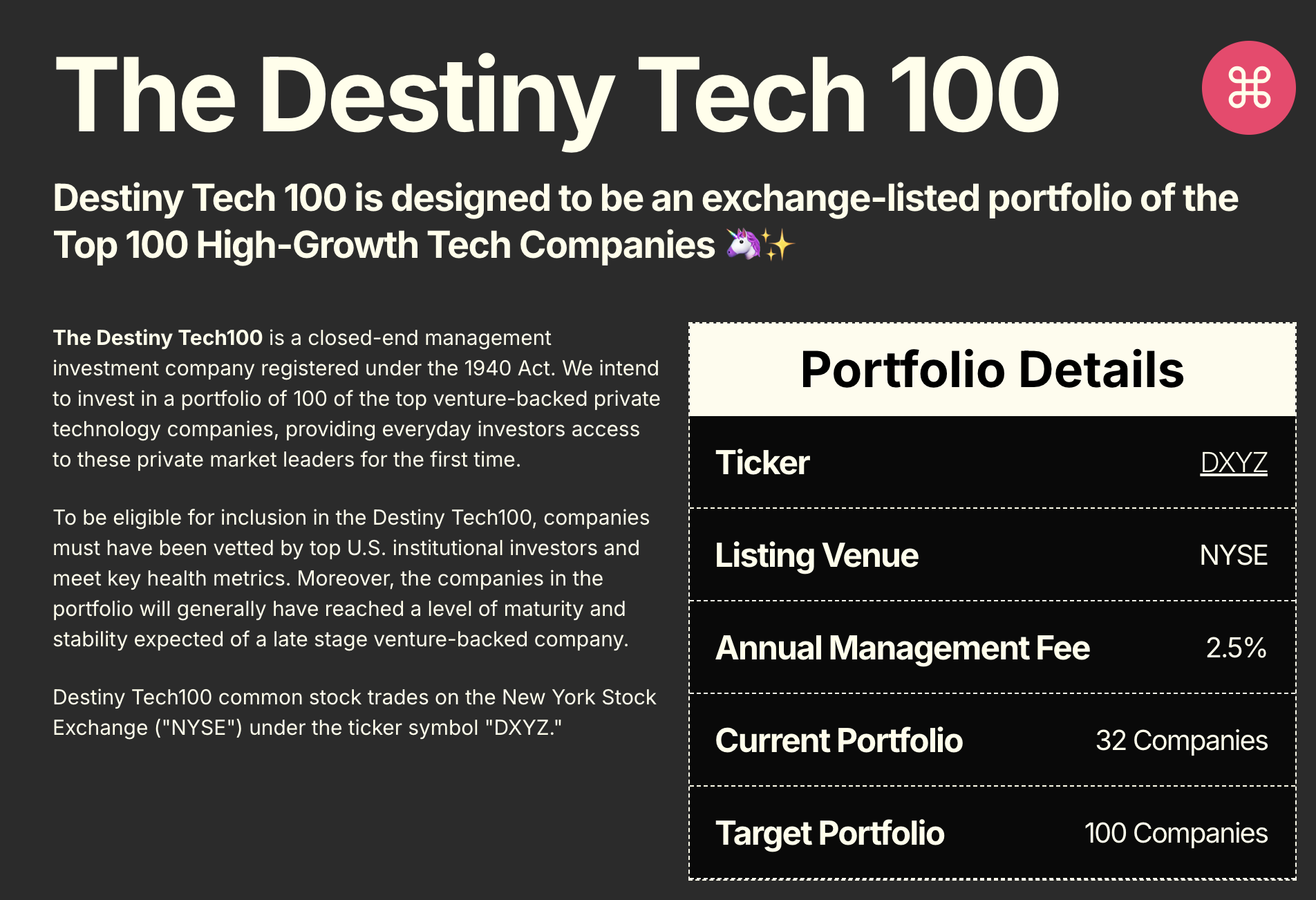 未來人類命運共同體AI ETF Destiny Tech100 (DXYZ) 持倉分析系列｜零售投資者的「獨角獸門票」：DXYZ 如何打破私募股權門檻，佈局全球頂級私有科技龍頭？